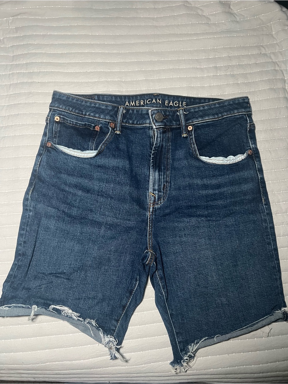 American Eagle Outfitters Men’s Jorts- Dark Blue Denim Cutoff Shorts